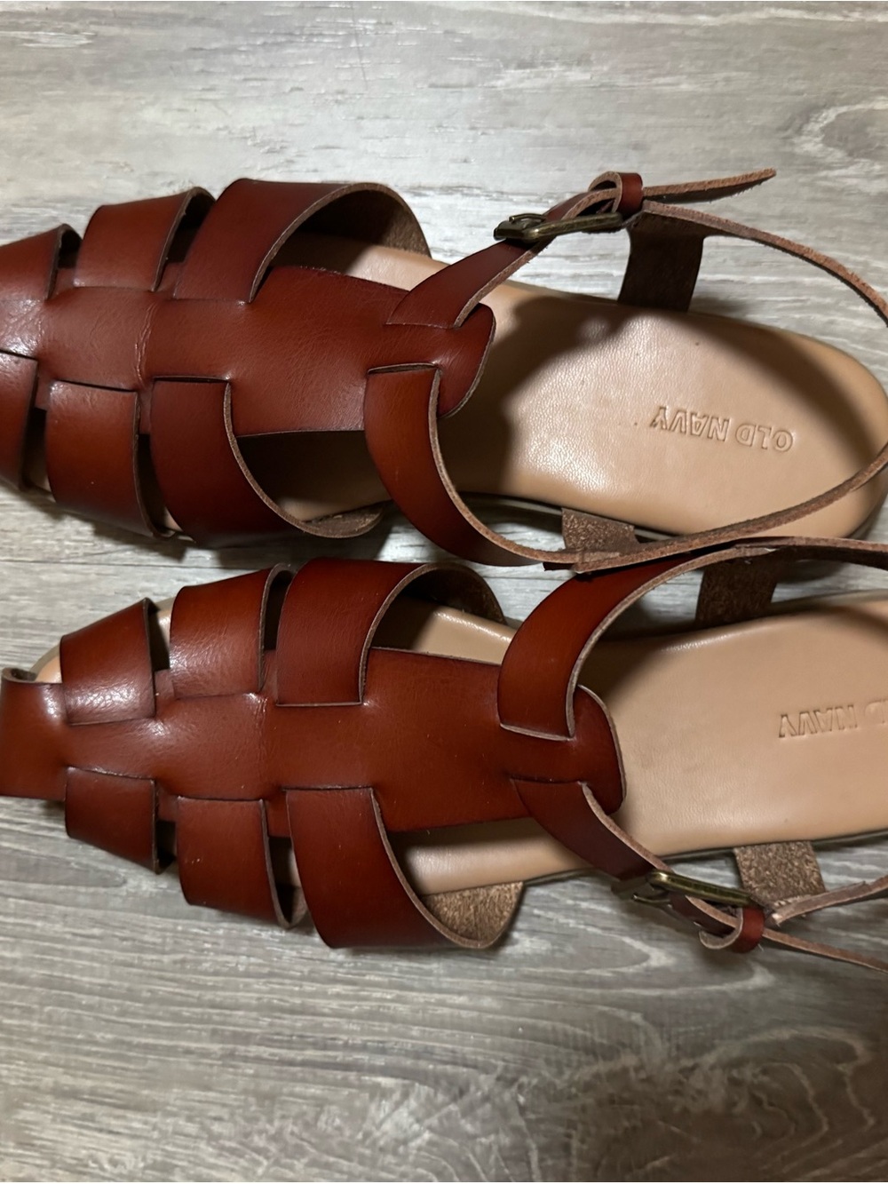 Old Navy Brown Woven Leather-Strap Sandals